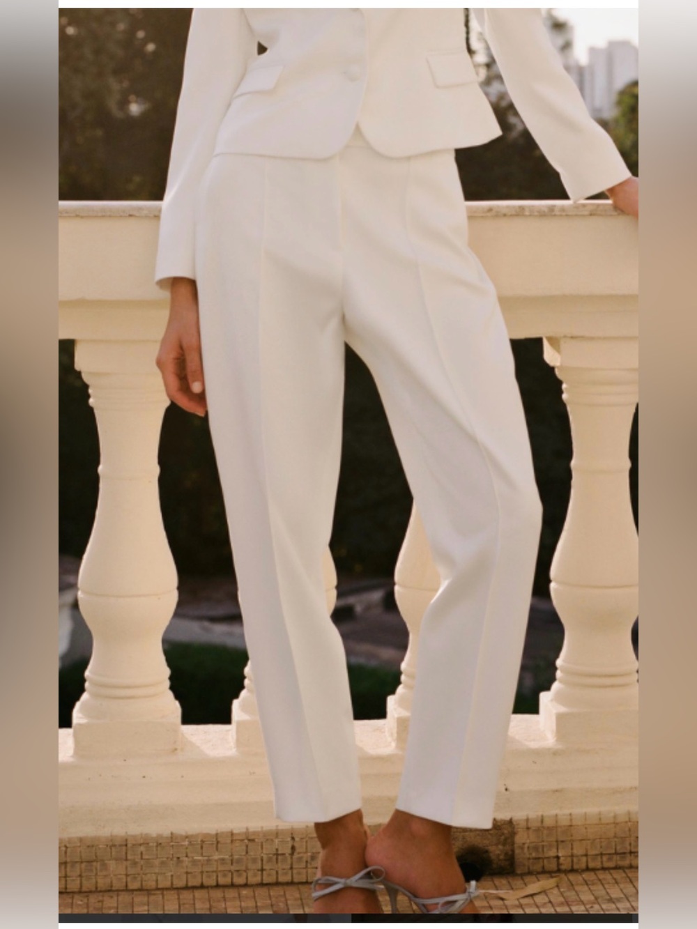 NWT Zara Women's White Tailored High-Waist Trousers